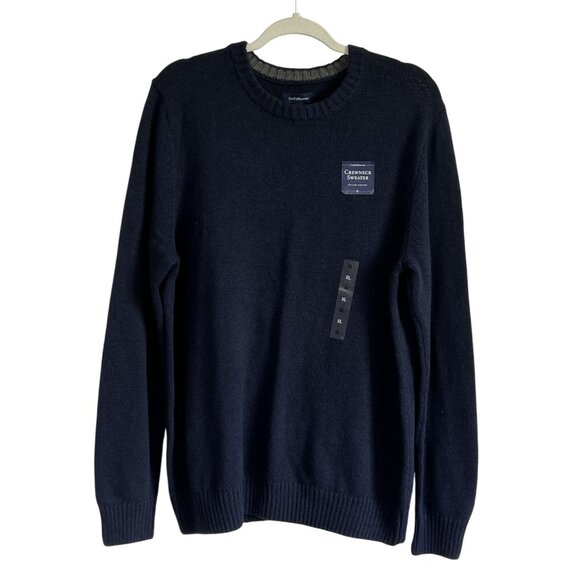 Croft & Barrow Mens XL Crewneck Sweater Navy Cotton Blend NWOT Gift Modern - Picture 1 of 7